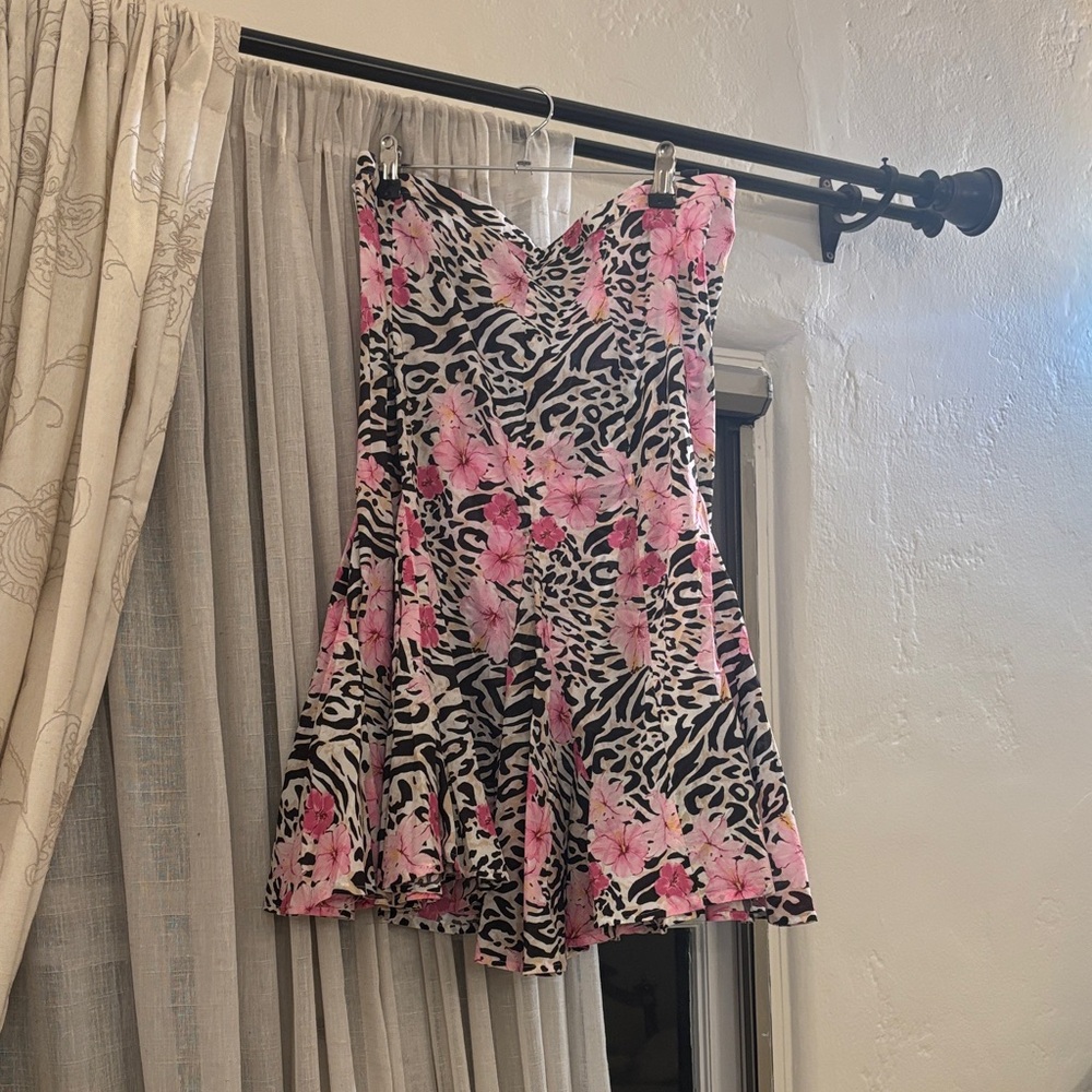 Pink Floral Zebra Print skirt